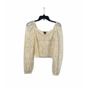 Express Ivory Long Sleeve Lace Corset Top Women’s M Romantic Fairy Coquette